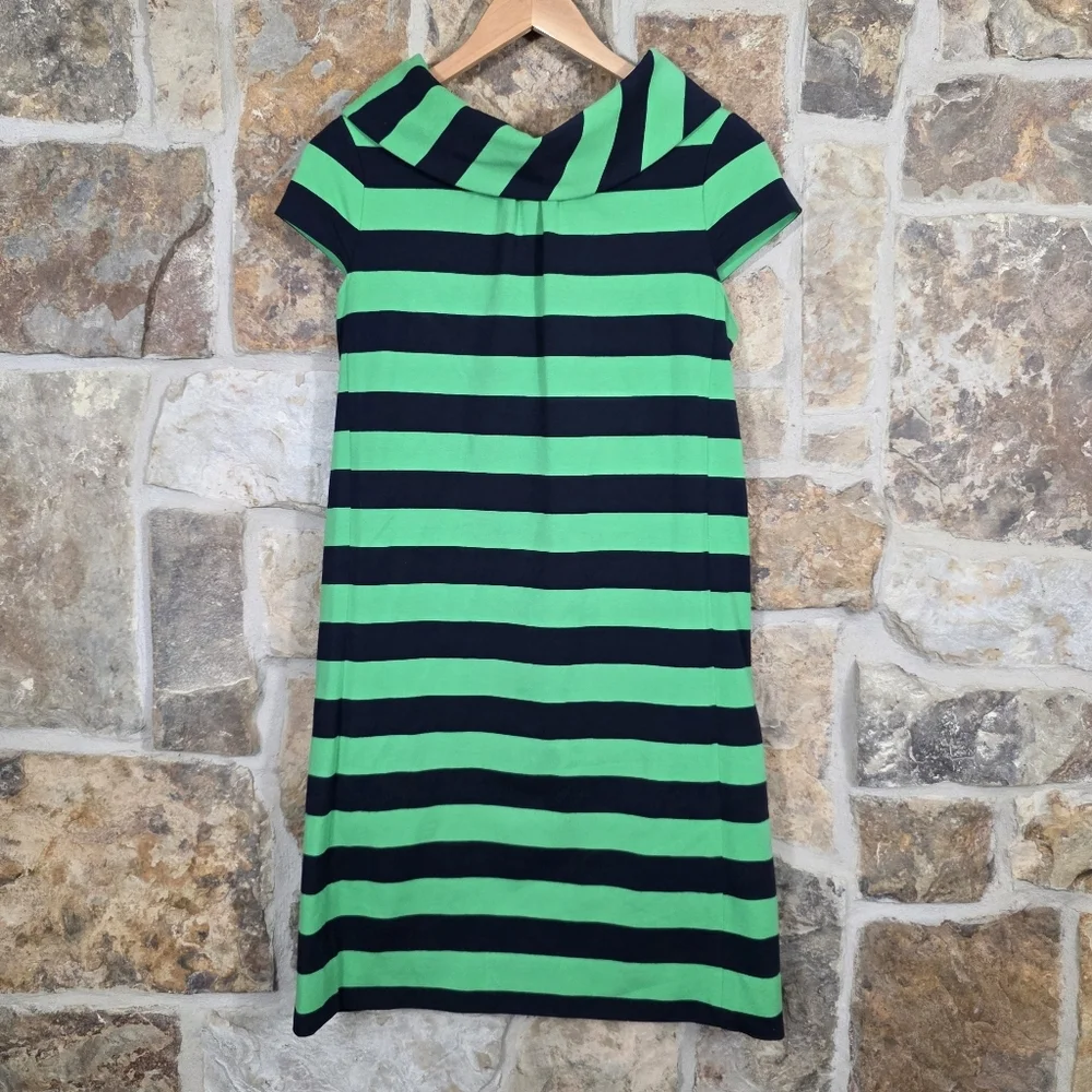 Kate Spade Blaise Striped Colorblock Cowl Neck Collar Dress